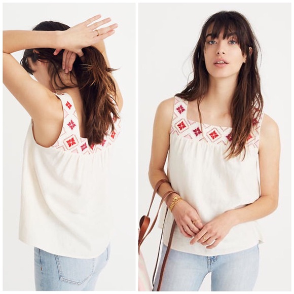 Madewell Tops - NWOT Madewell Embroidered Island Lace Linen Tank